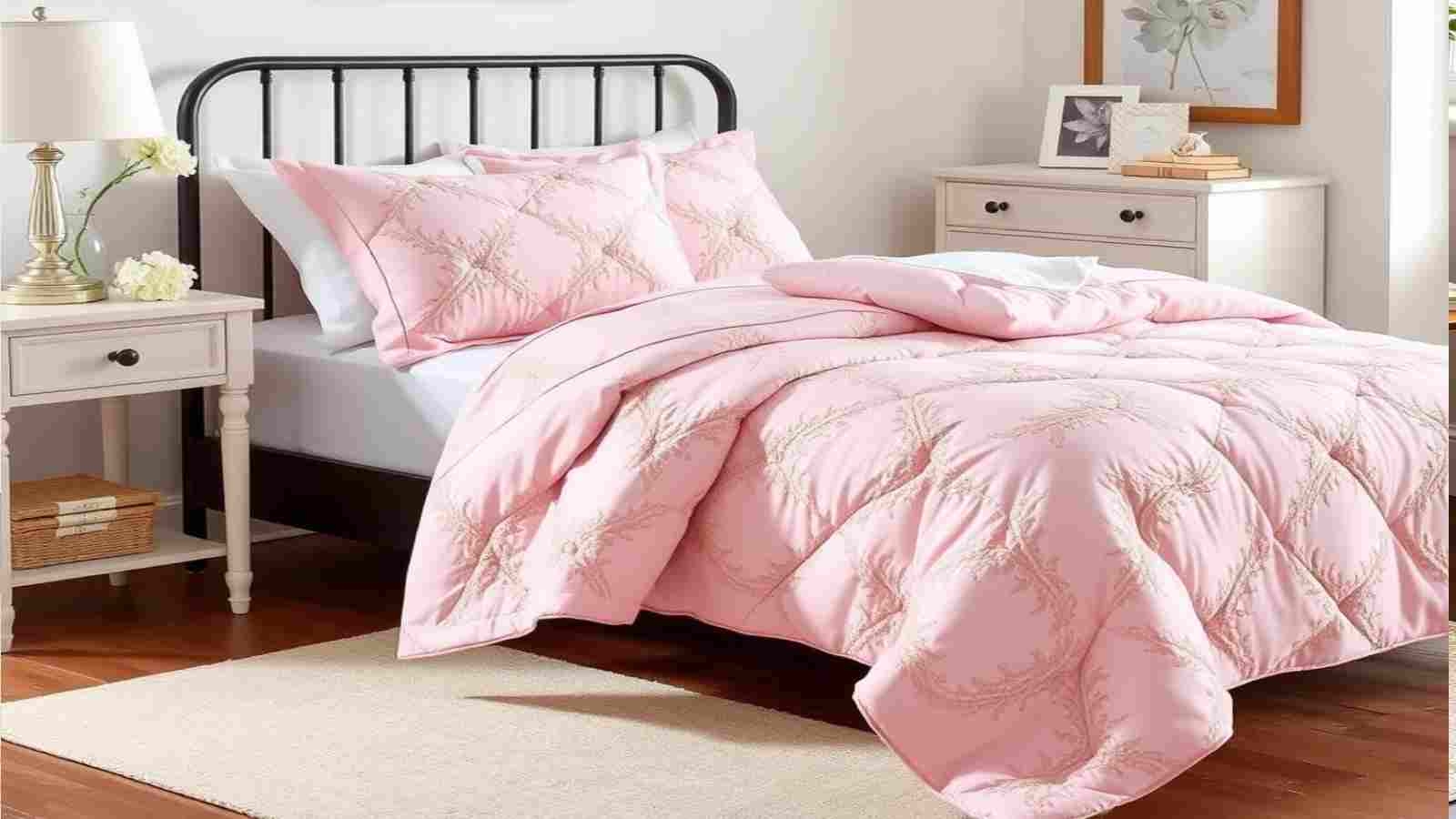 blush pink twin comforter