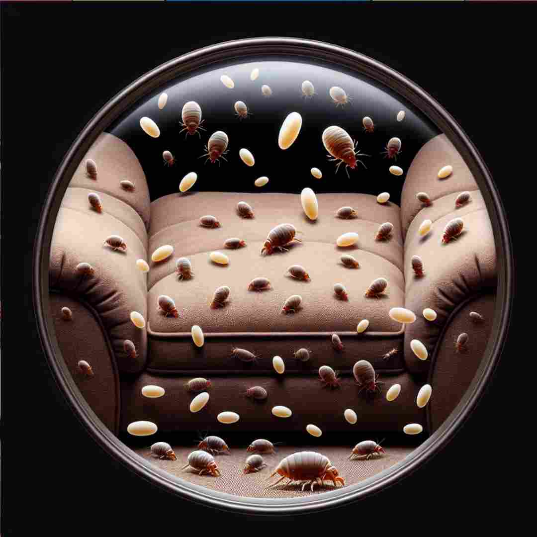 what do flea eggs look like on furniture