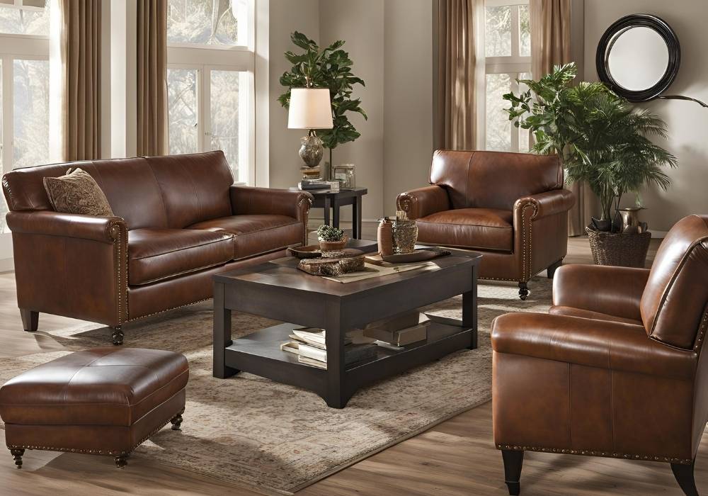 leather chair and ottoman