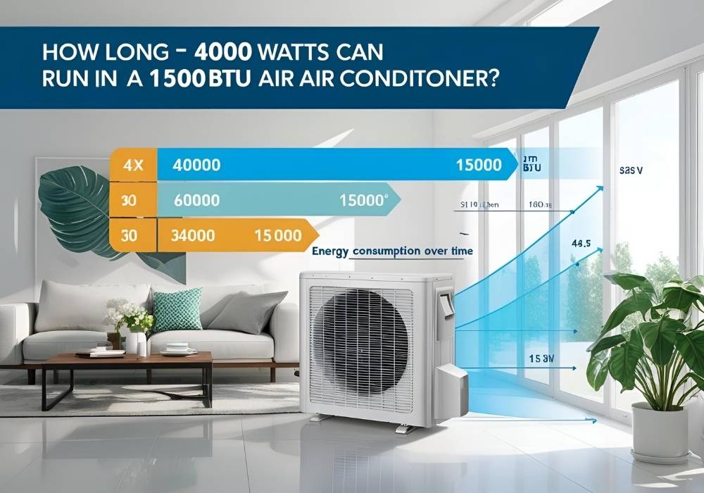 how long will 4000watts run a 15000 btu air conditioner