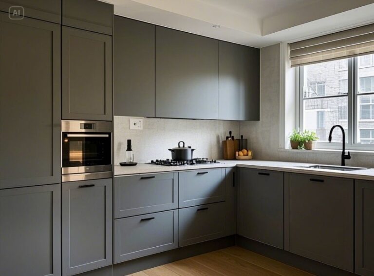 gray kitchen cabinets