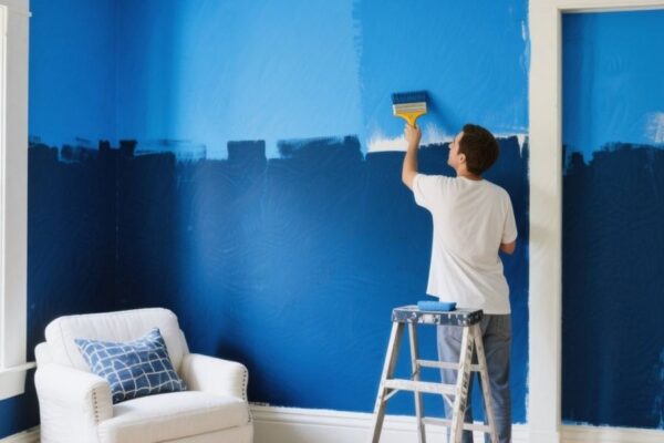 painting a wall blue