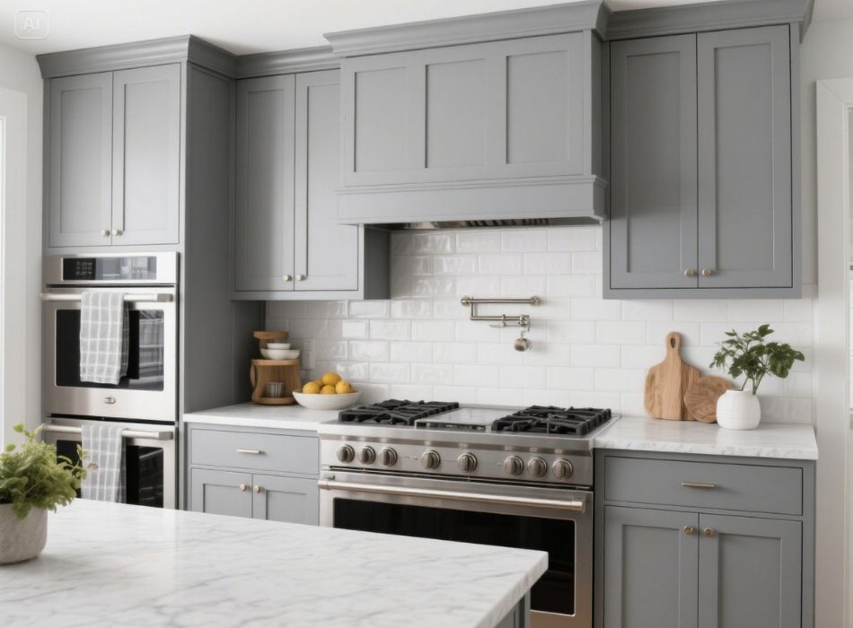 gray cabinets kitchen