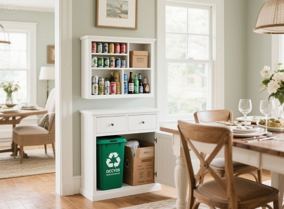 where to store recycling in dining room