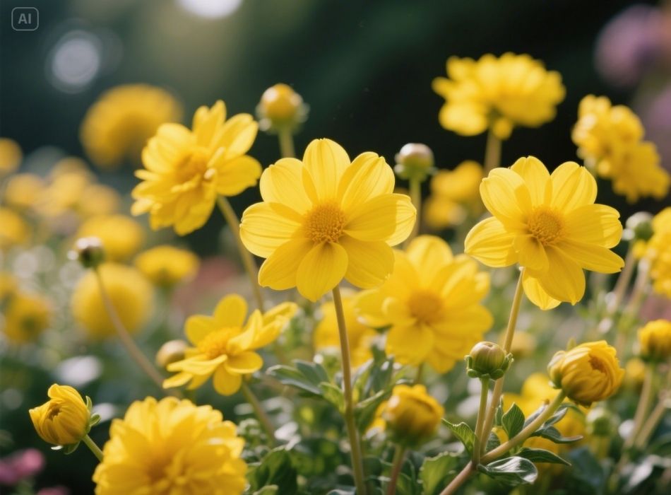 yellow and flowers