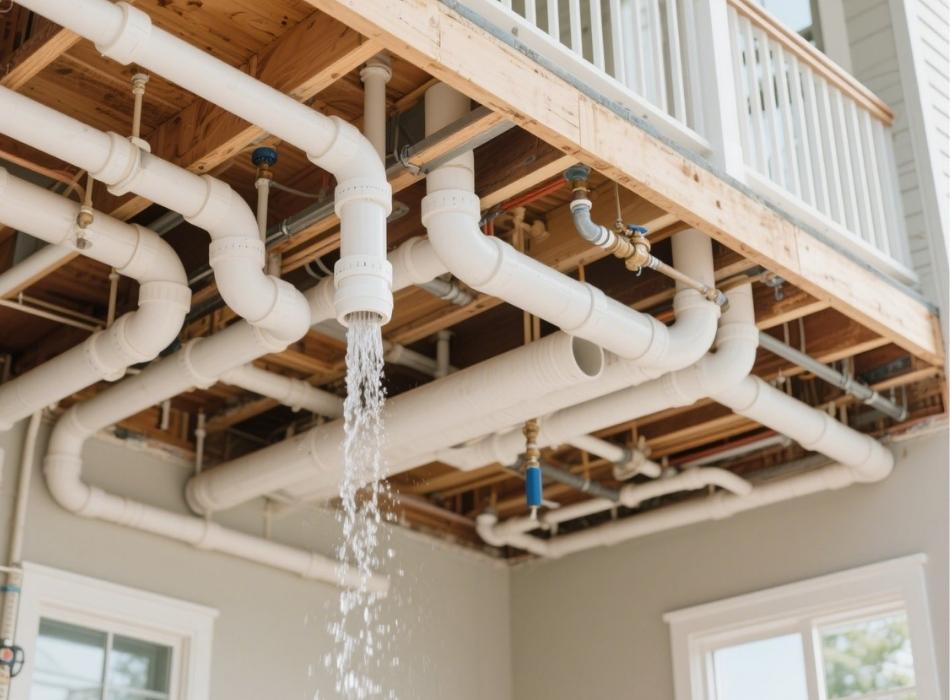 water pipes structure in second floor