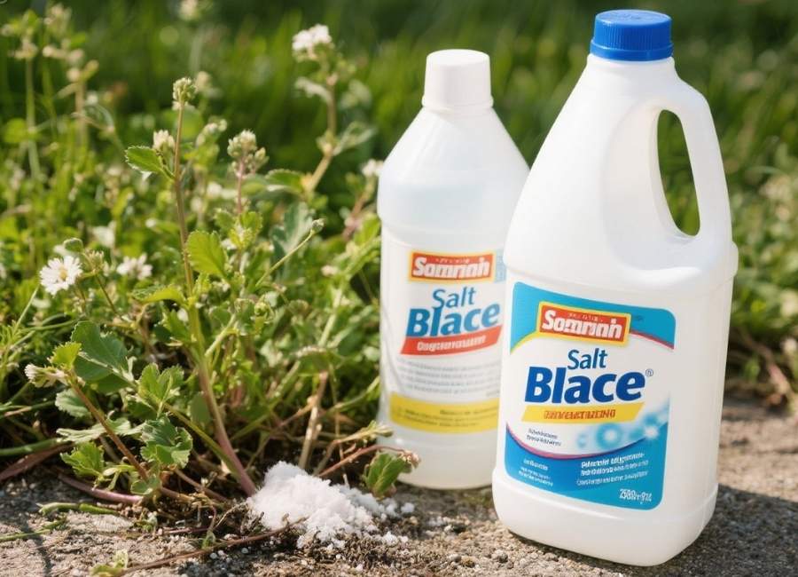can you mix salt and bleach to kill weeds