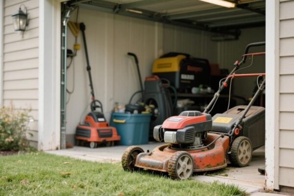how to store a lawn mower in the garage