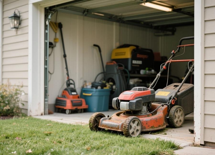 how to store a lawn mower in the garage