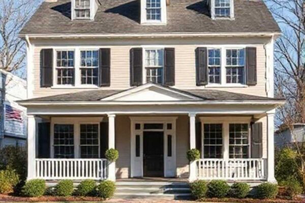 colonial home with porch plans
