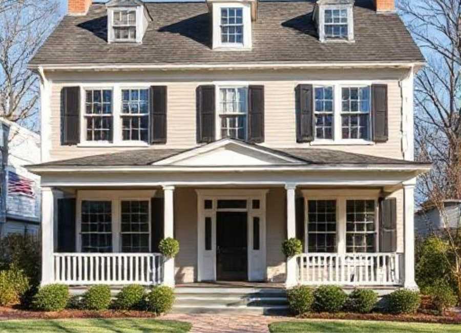 colonial home with porch plans