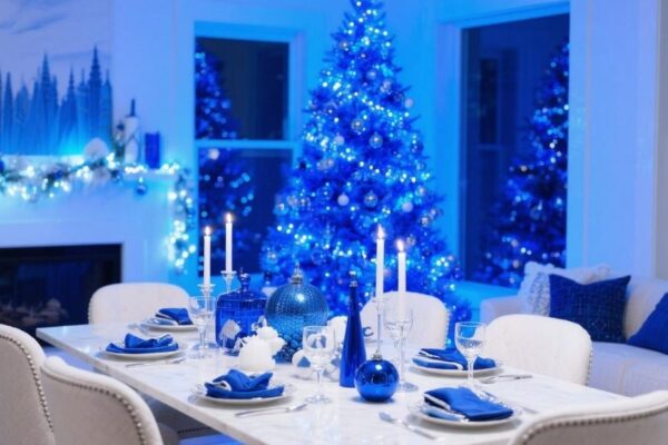 decorating for christmas using electric blue color