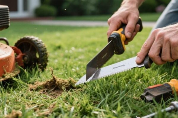 how to sharpen lawn mower blades