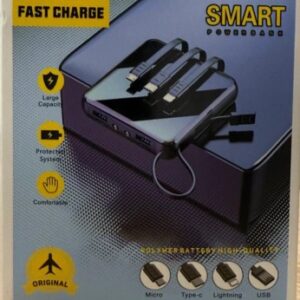 Smart 20000mAh Fast Charging Power Bank with Built-in Multi Cables