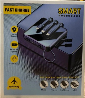 Smart 20000mAh Fast Charging Power Bank with Built-in Multi Cables
