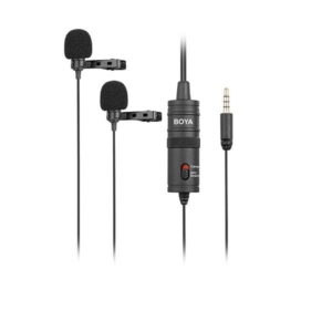 BOYA BY-M1DM Dual Lavalier Microphone – Clip-On Interview Mic for Cameras & Smartphones