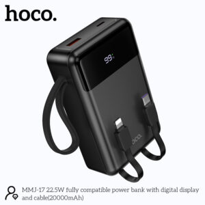 Hoco MMJ-17 20000mAh 22.5W Fast Charging Power Bank with Built-in Lightning & Type-C Cables