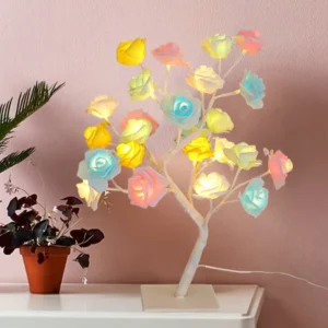 Tabletop LED Bonsai Rose Tree Lamp – Decorative Lighted Flower Tree Gift for Mom, Girls, Weddings, Birthdays, Christmas & Valentine’s Day Party Decor