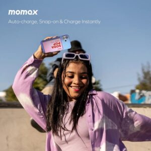 Momax 1-Power Pass Soda Pop 5000mAh Magnetic Wireless Power Bank – Stylish Pink Edition