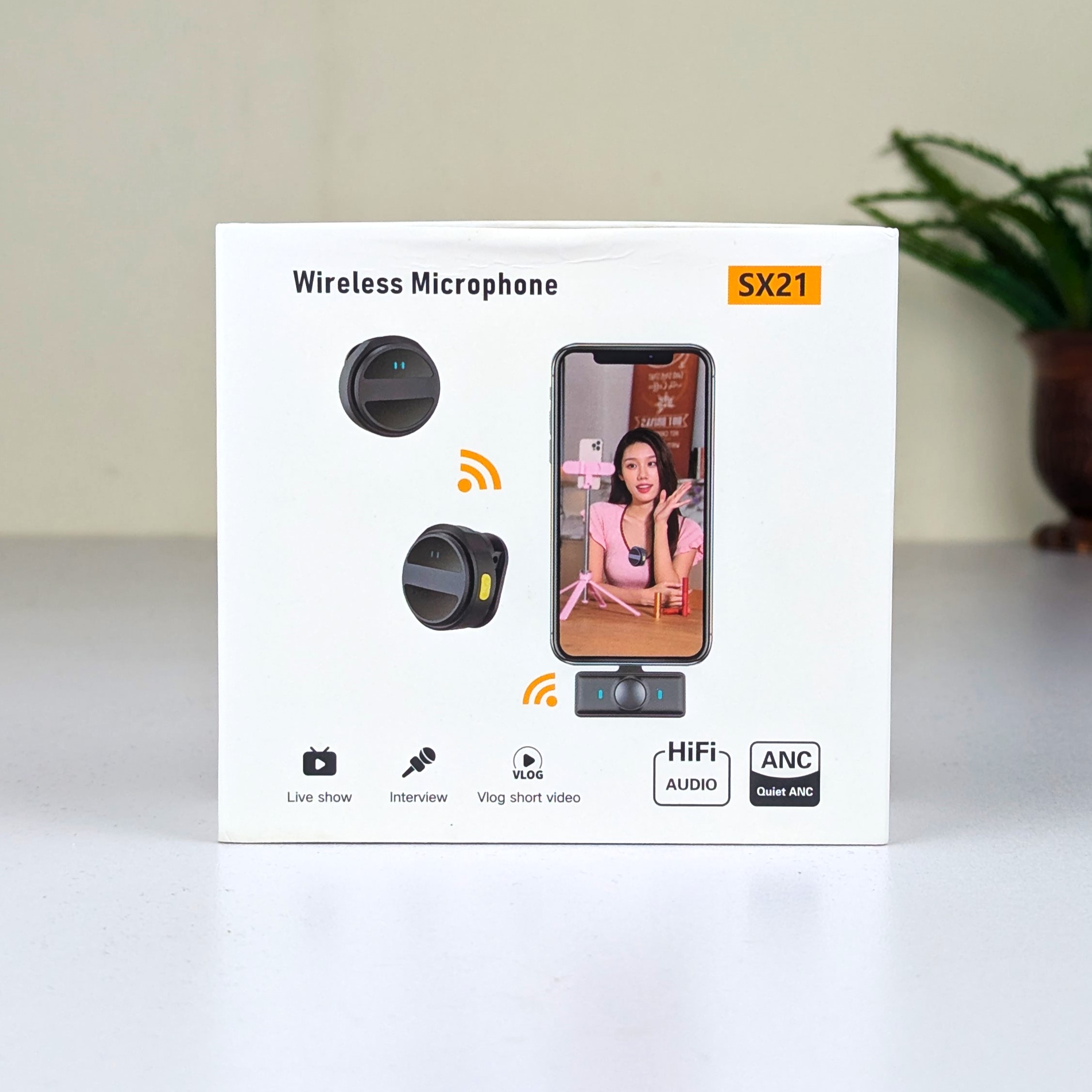 SX21-New 2-in-1 Wireless Lavalier Microphone – Dual Mic Setup for Crystal Clear Mobile Recording - Image 2