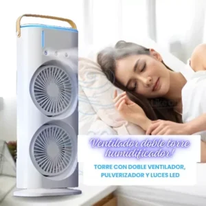 Portable LED Light Humidifier Fan – Double Mist Spray Cooling Fan