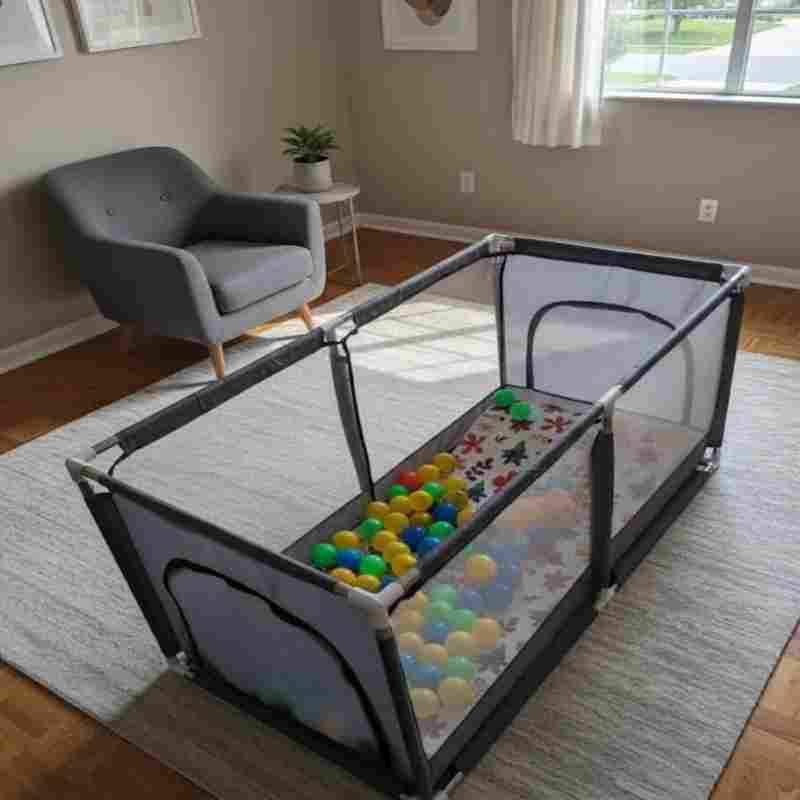 4ft × 2ft Baby Playpen | SS Steel Frame | Breathable Mesh Play Yard | Safe Indoor & Outdoor Baby Fence - Image 3