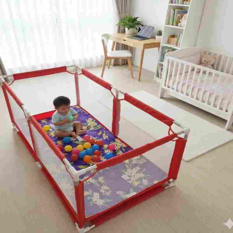 4ft × 2ft Baby Playpen | SS Steel Frame | Breathable Mesh Play Yard | Safe Indoor & Outdoor Baby Fence - Image 2