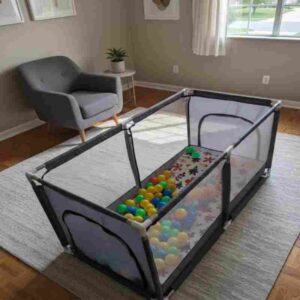 Baby Playpen 4×2 Ft – Premium SS Steel Frame & Breathable Mesh Safety Play Yard for Babies | Indoor & Outdoor Use